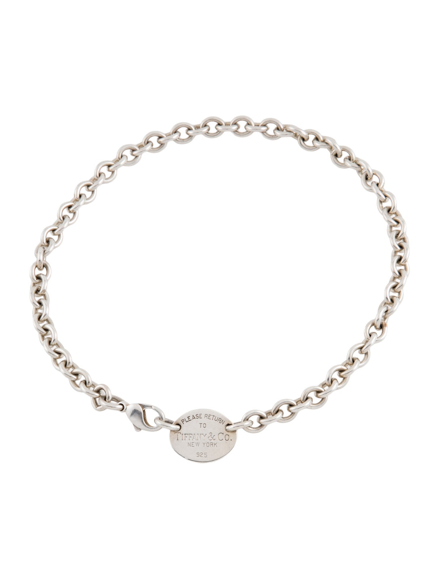 Tiffany & Co. Vintage Oval Tag Pendant Necklace
