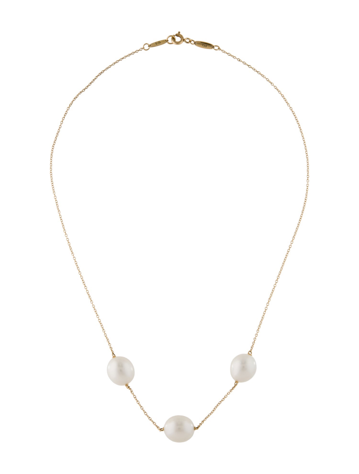 Tiffany & Co. 18K Pearl Three Station Bead Strand Necklace