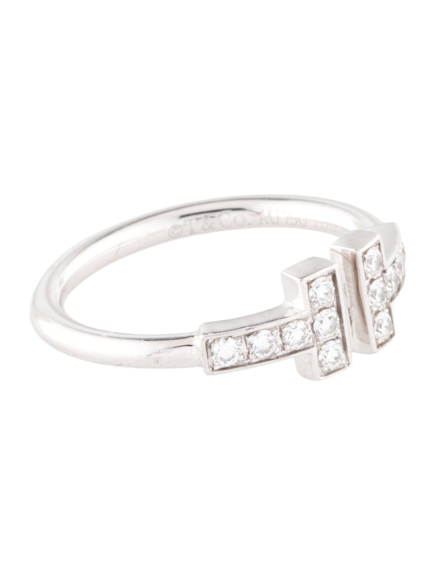 Tiffany & Co. 18K Diamond T Diamond Wire Ring