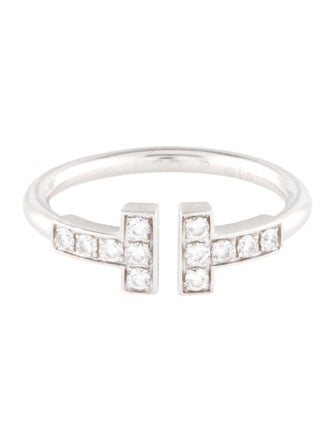 Tiffany & Co. 18K Diamond T Diamond Wire Ring