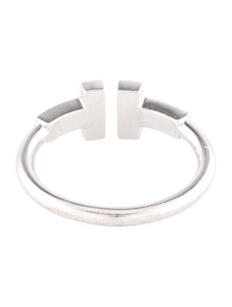 Tiffany & Co. 18K Diamond T Diamond Wire Ring