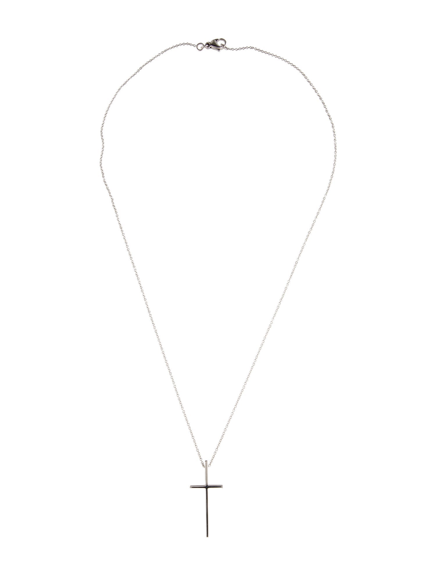 Tiffany & Co. 18K Metro Cross Pendant Necklace
