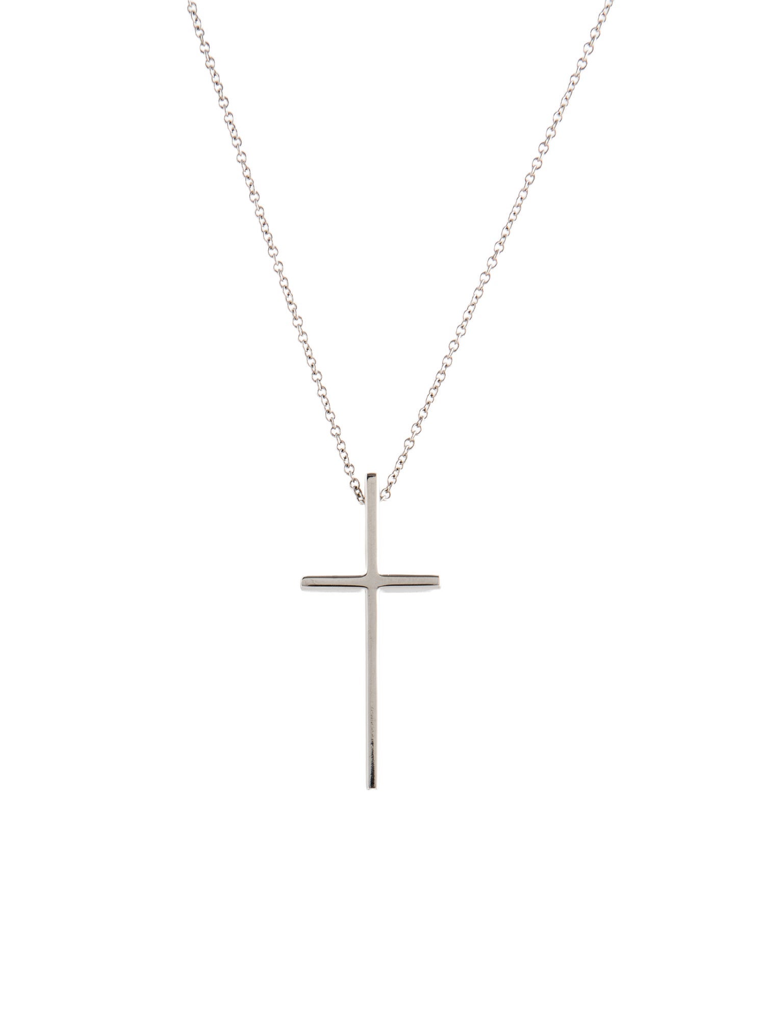 Tiffany & Co. 18K Metro Cross Pendant Necklace