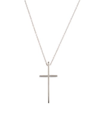 Tiffany & Co. 18K Metro Cross Pendant Necklace