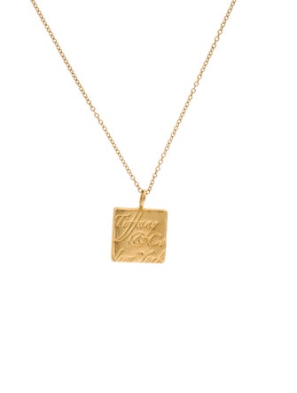 Tiffany & Co. 18K Notes Small Square Pendant Necklace