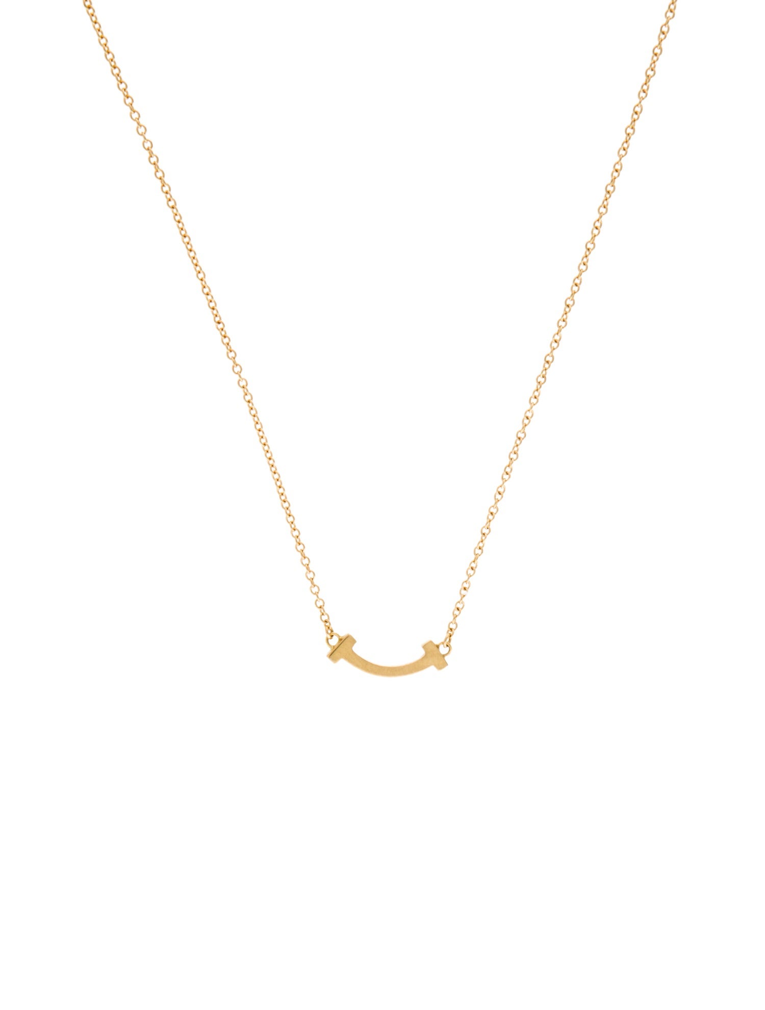 Tiffany & Co. 18K T Mini Smile Pendant Necklace
