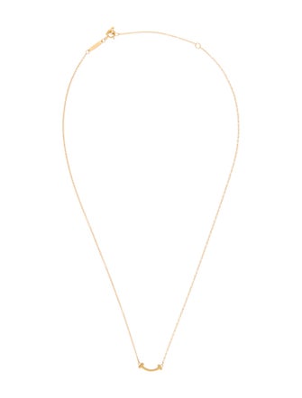 Tiffany & Co. 18K T Mini Smile Pendant Necklace