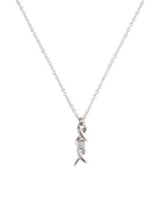 Tiffany & Co. 18K Diamond Double X Pendant Necklace