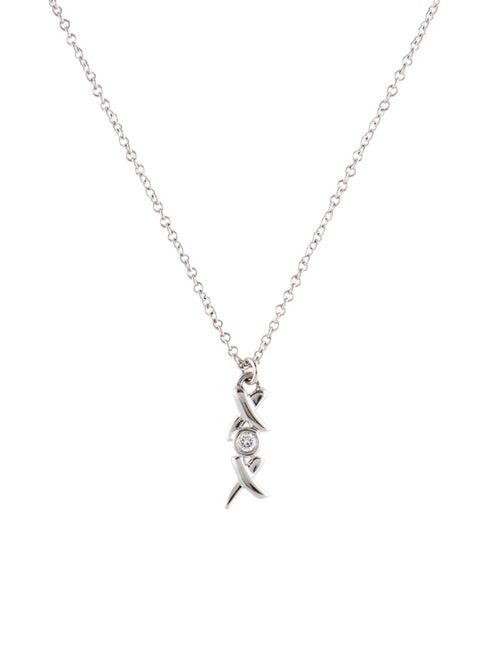 Tiffany & Co. 18K Diamond Double X Pendant Necklace