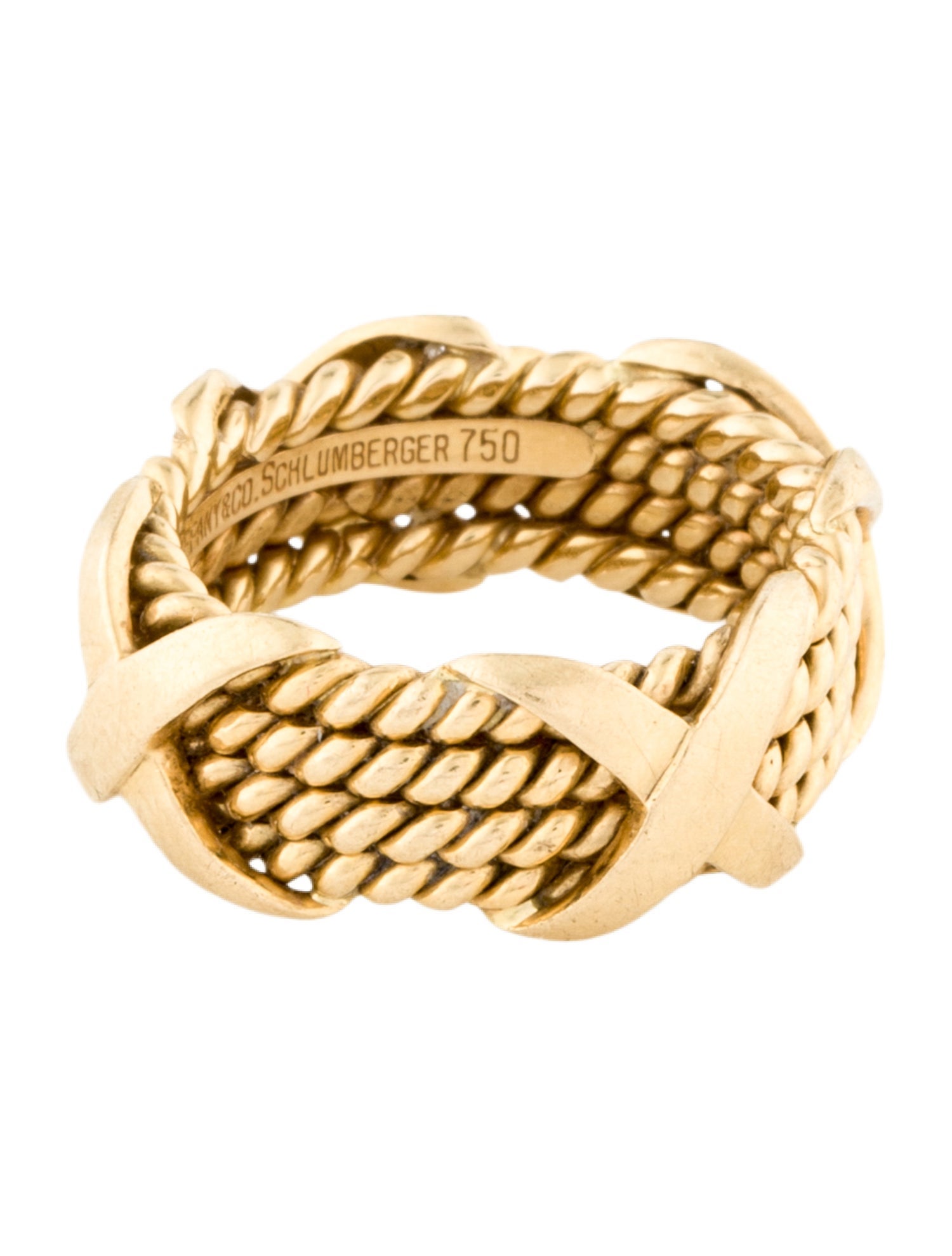 Tiffany & Co. 18K Schlumberger Rope Four-Row 'X' Ring