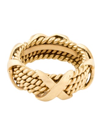 Tiffany & Co. 18K Schlumberger Rope Four-Row 'X' Ring