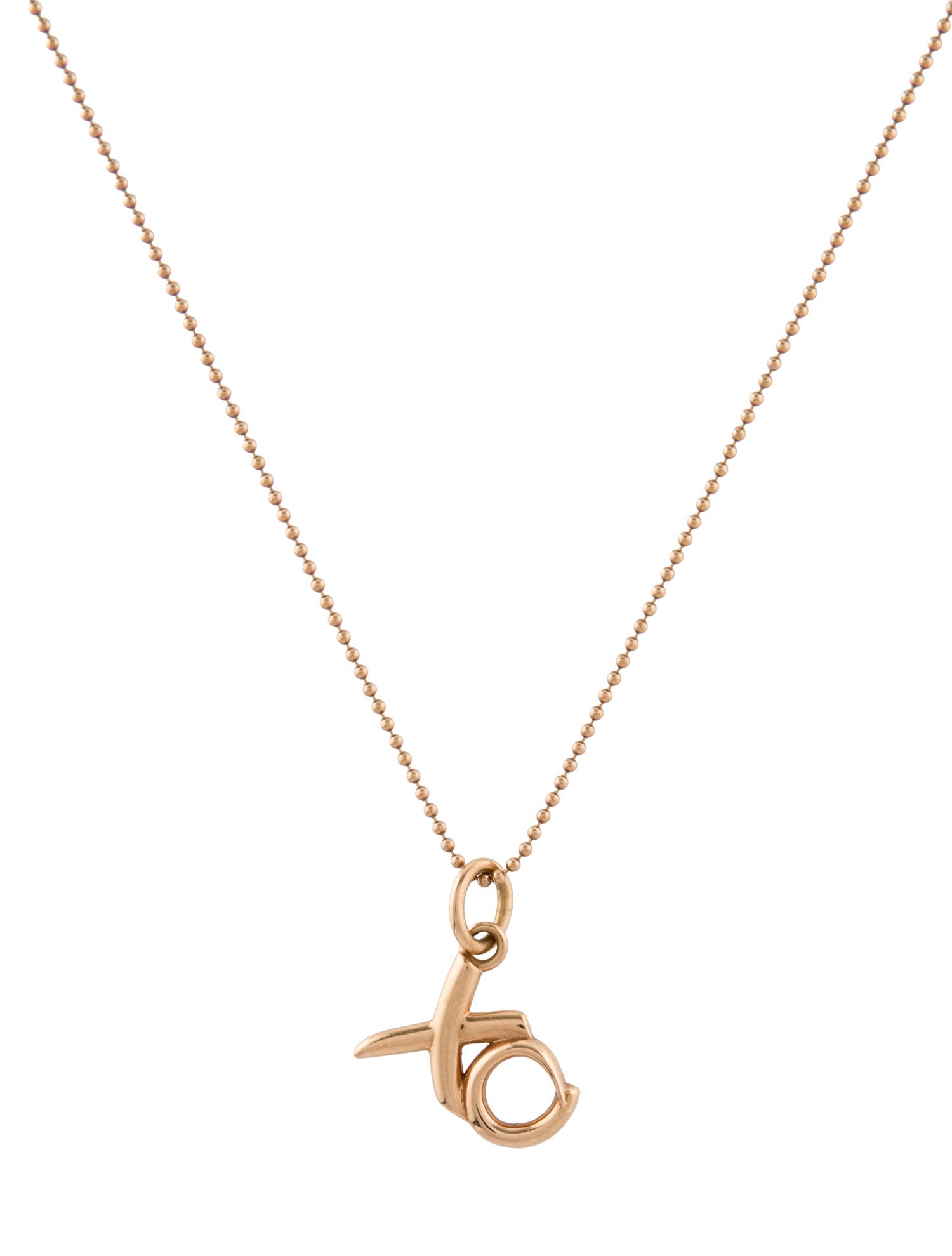 Tiffany & Co. 18K XO Pendant with Beaded Chain Necklace