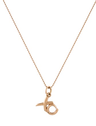 Tiffany & Co. 18K XO Pendant with Beaded Chain Necklace