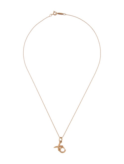 Tiffany & Co. 18K XO Pendant with Beaded Chain Necklace