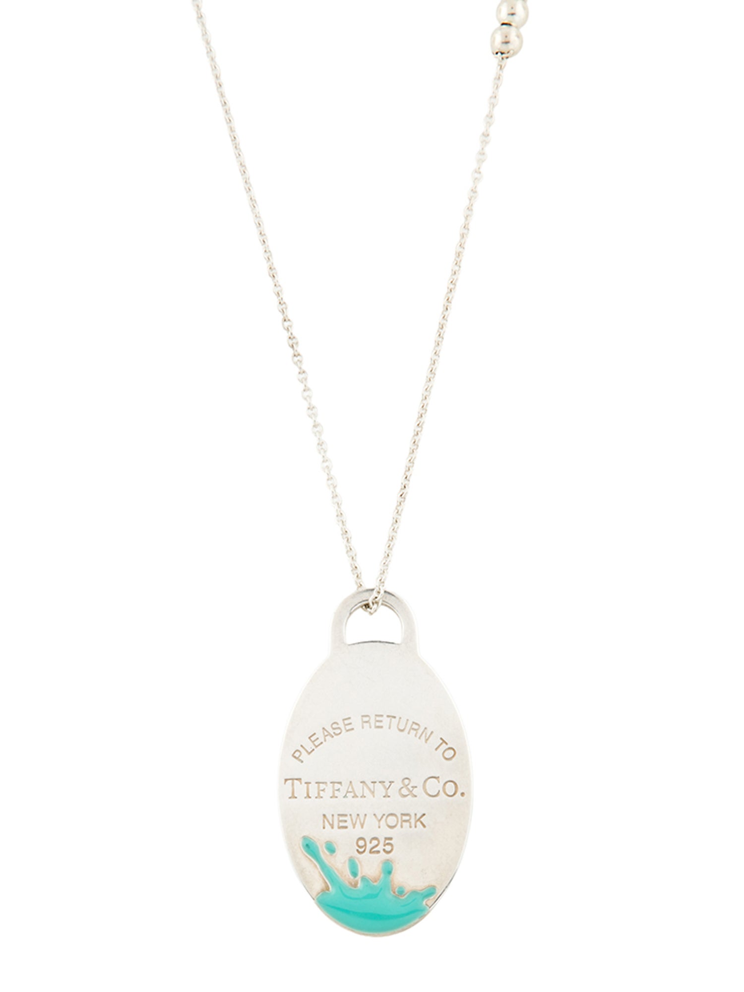 Tiffany & Co. Color Splash Oval Tag Pendant & Mixed Bead Chain Necklace