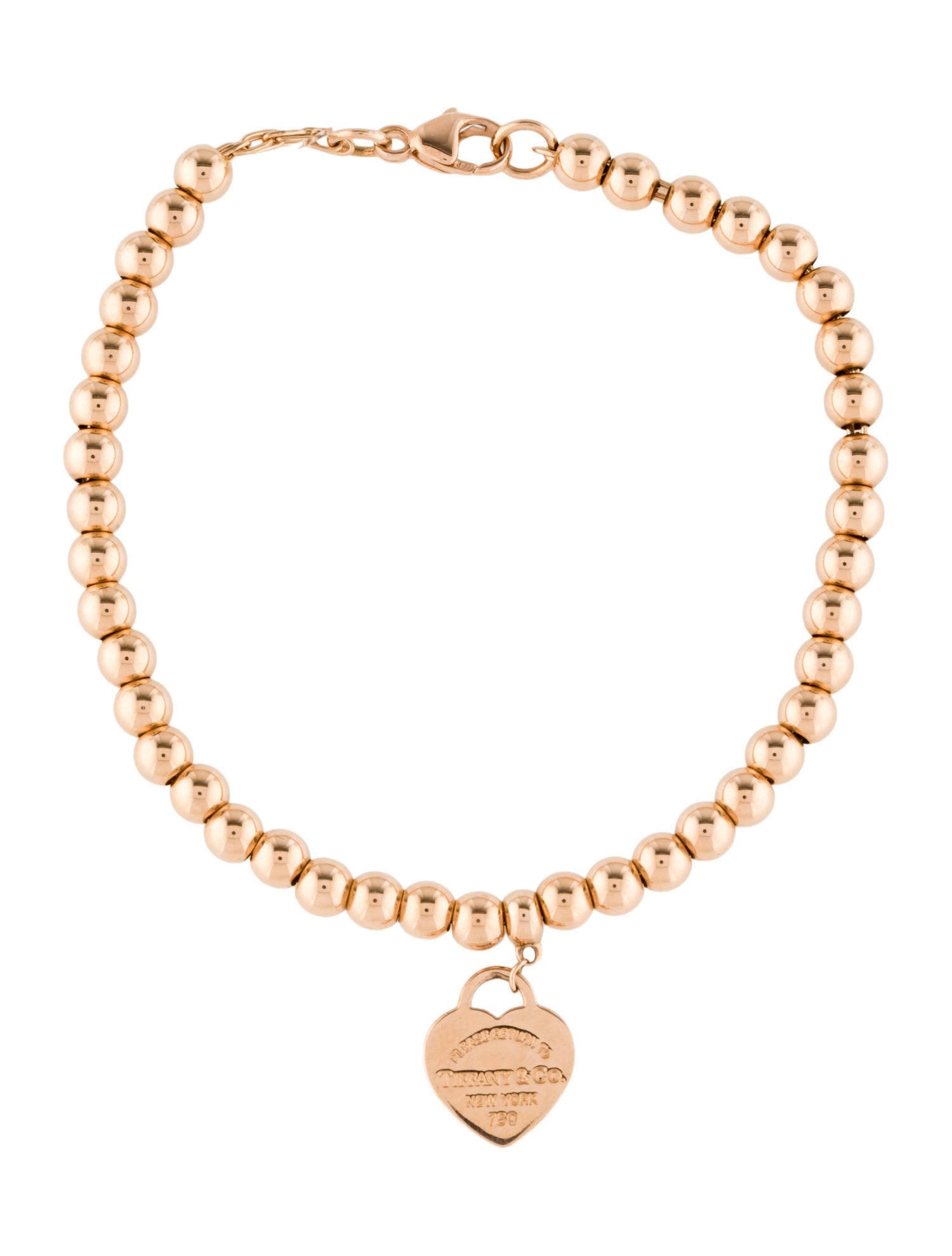 Tiffany & Co. 18K Heart Tag Bead Bracelet