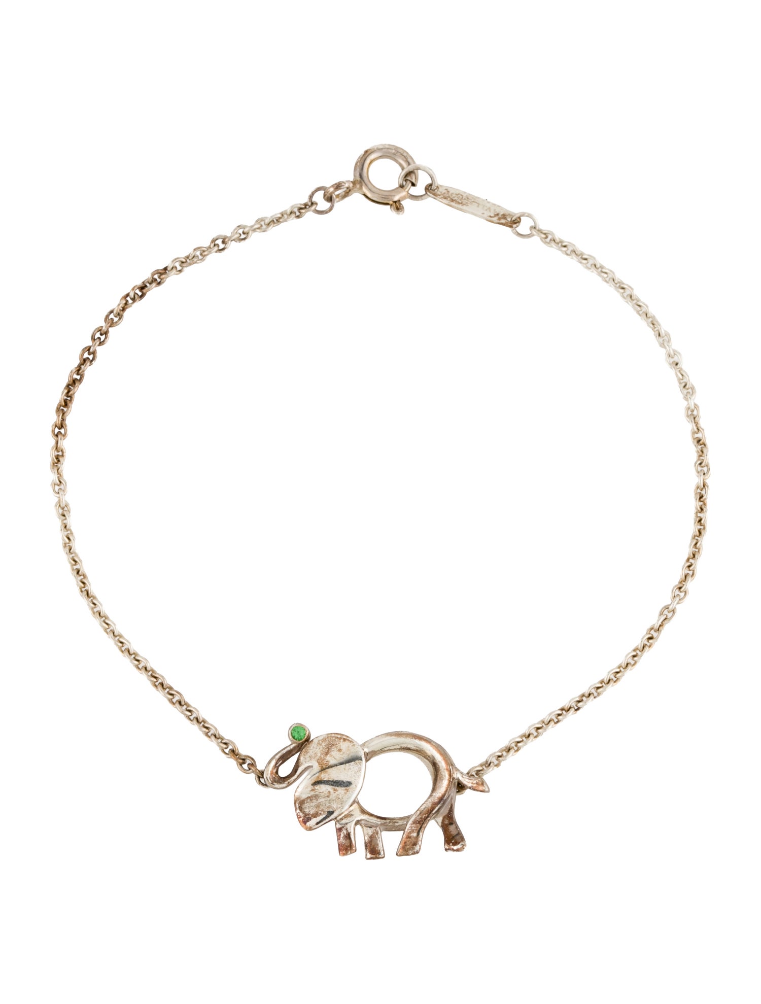 Tiffany & Co. Tsavorite Garnet Save The Wild Elephant Charm Bracelet