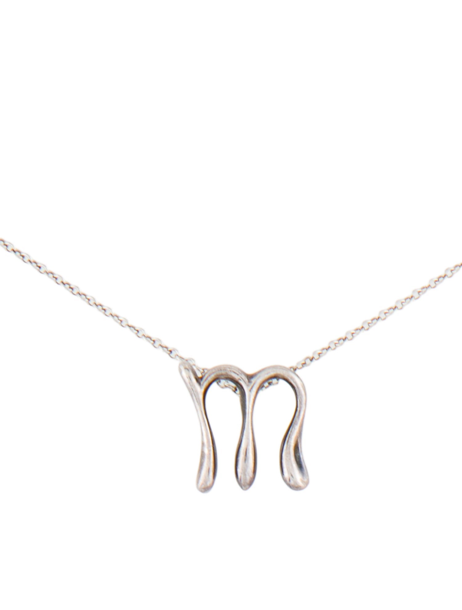 Tiffany & Co. Small Alphabet Initial 'M' Pendant Necklace