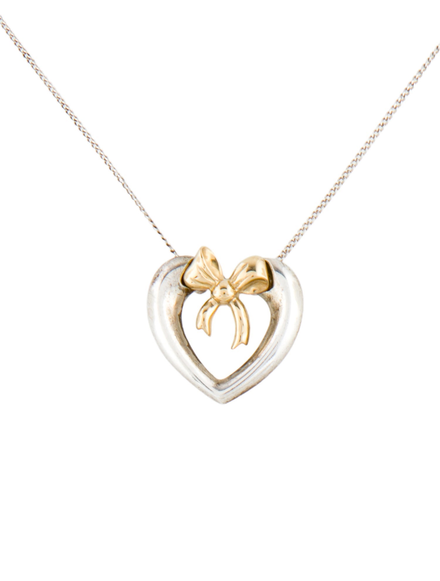 Tiffany & Co. Vintage Heart & Bow Pendant Necklace