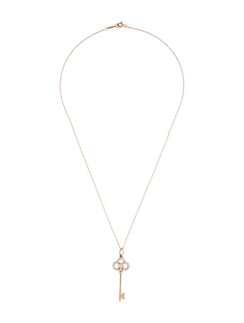 Tiffany & Co. 18K Diamond Crown Key Pendant Necklace