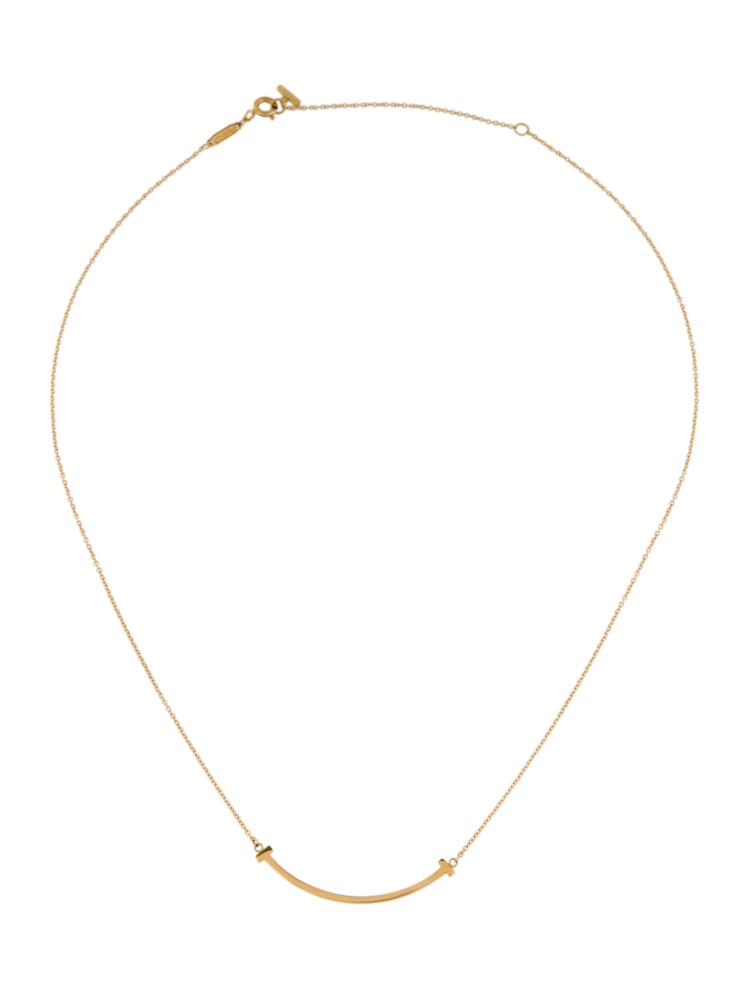 Tiffany & Co. 18K Small T Smile Pendant Necklace