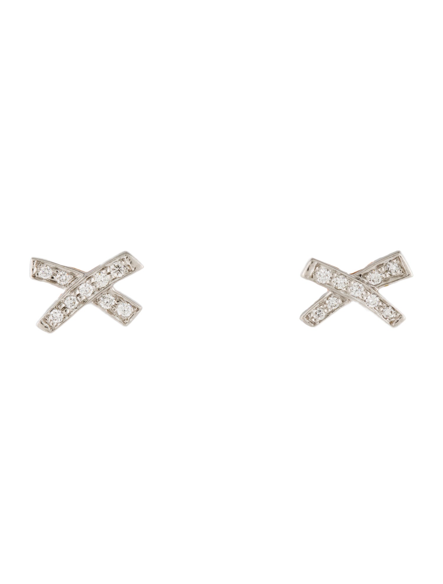 Tiffany & Co. Vintage Platinum Diamond Graffiti X Earrings