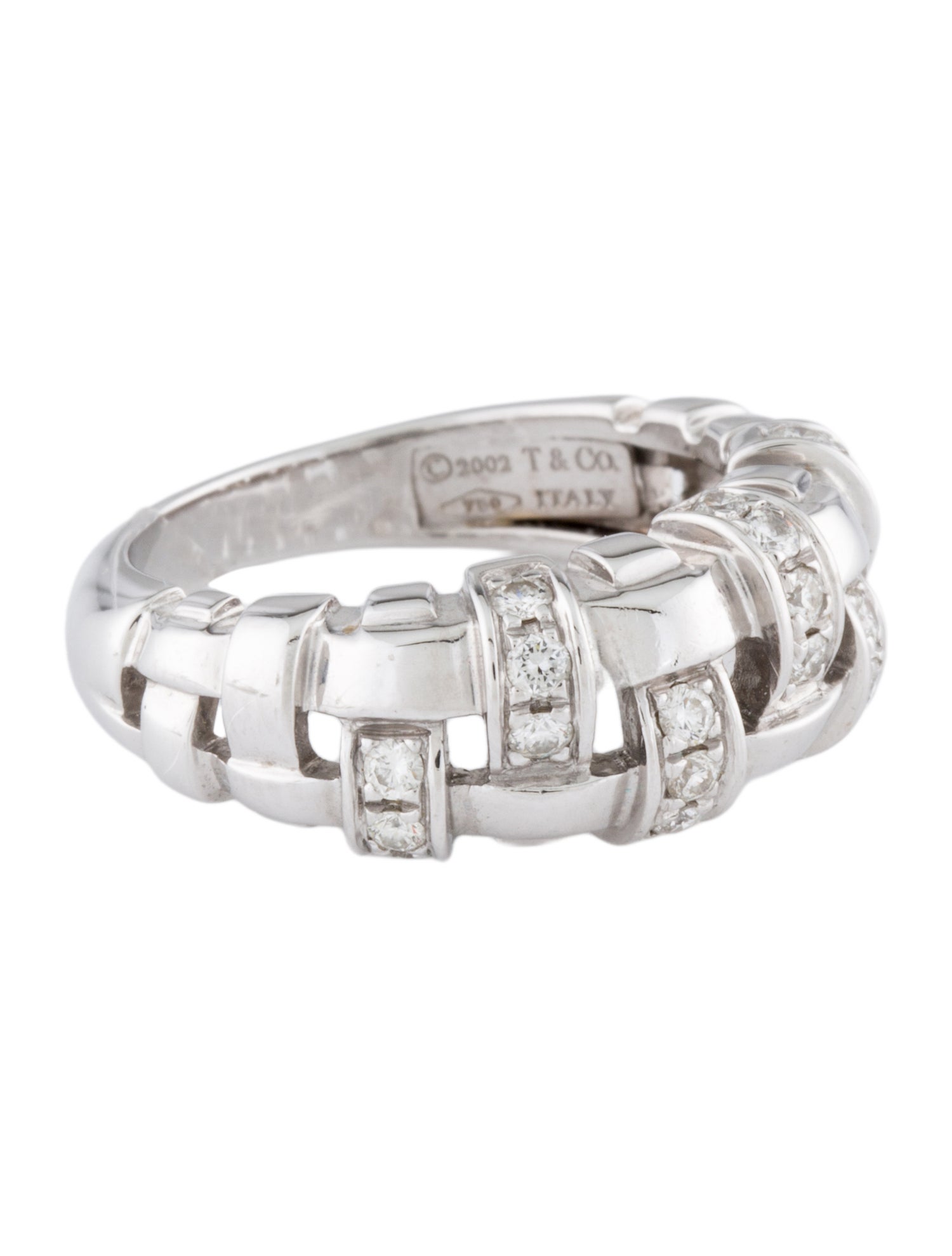 Tiffany & Co. Vintage 18K Diamond Woven Band Ring
