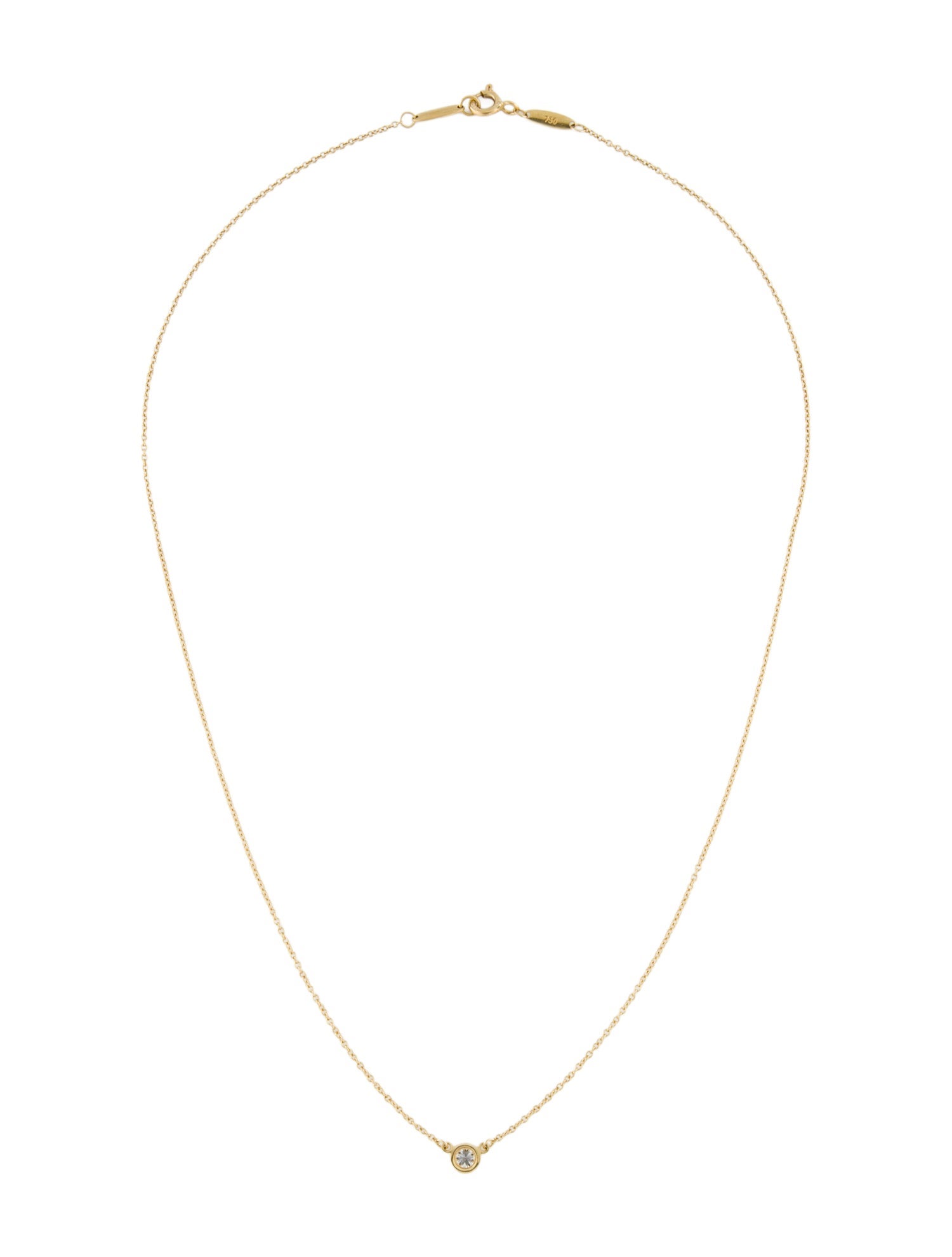 Tiffany & Co. 18K Diamonds by the Yard Single Diamond Pendant Necklace