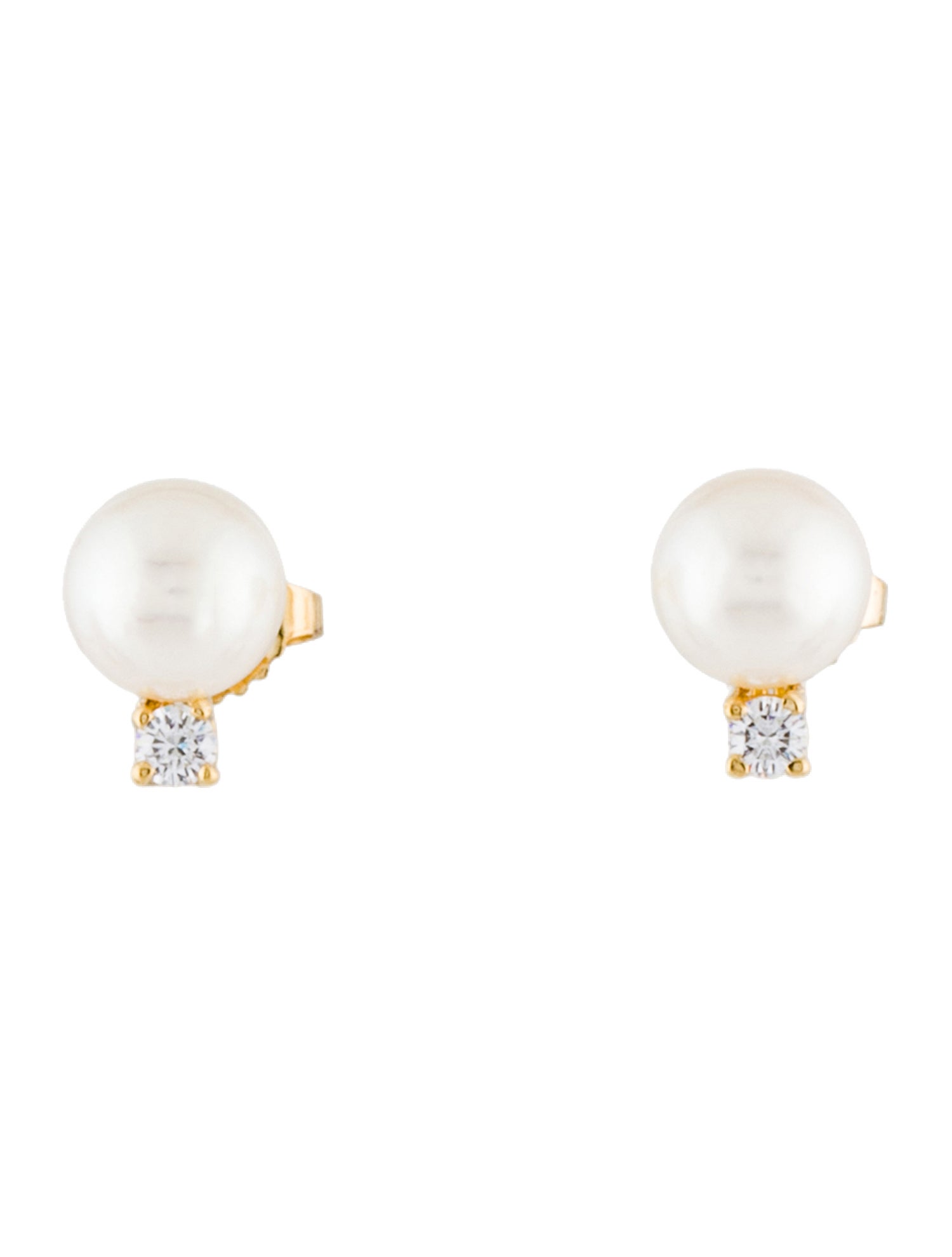 Tiffany & Co. 18K Pearl & Diamond Stud Earrings