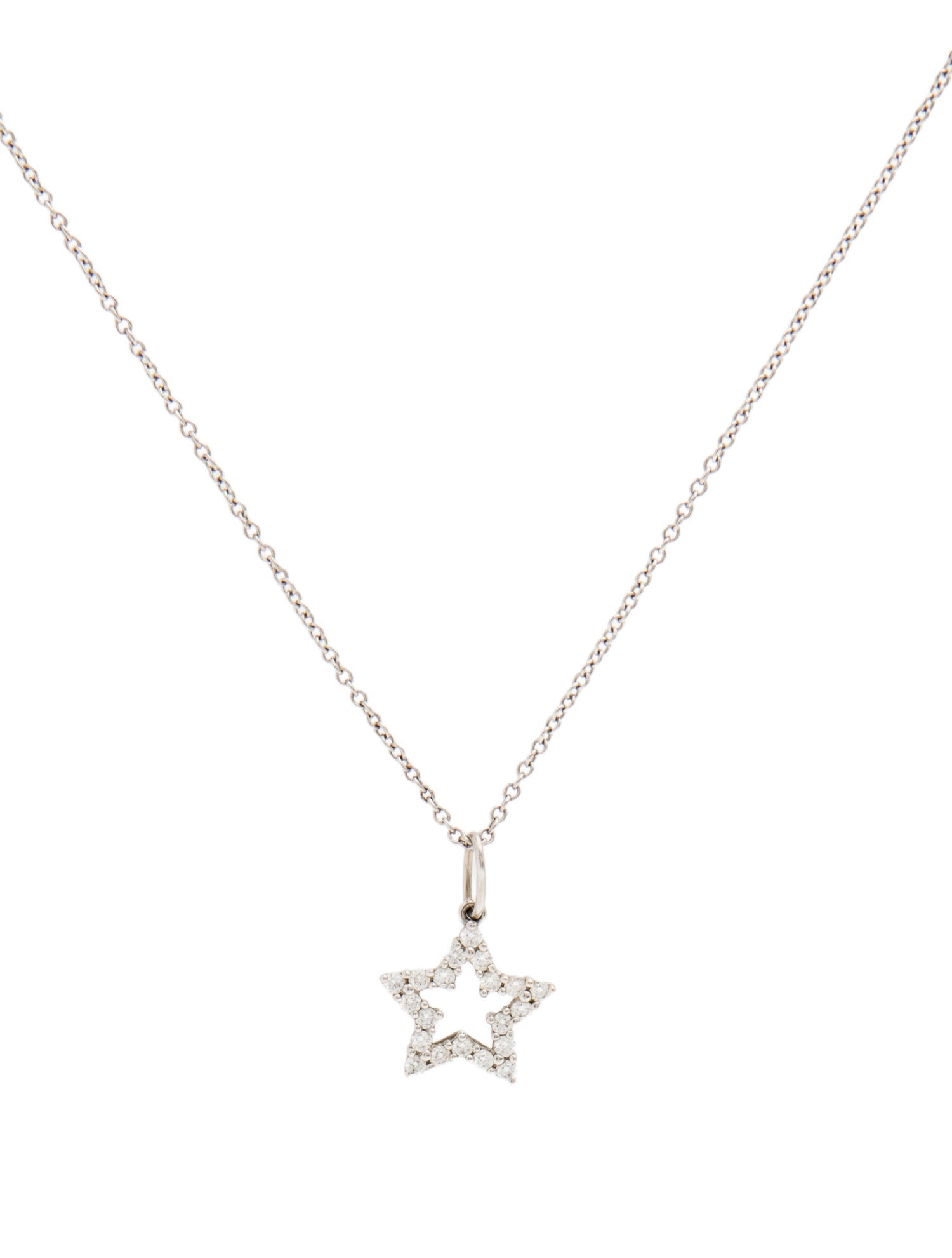 Tiffany & Co. Platinum Diamond Star Pendant Necklace