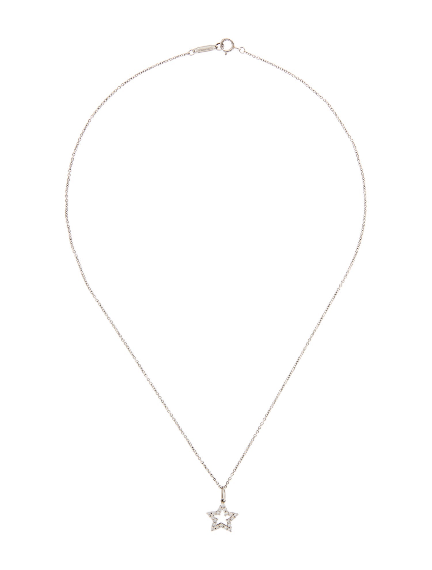 Tiffany & Co. Platinum Diamond Star Pendant Necklace