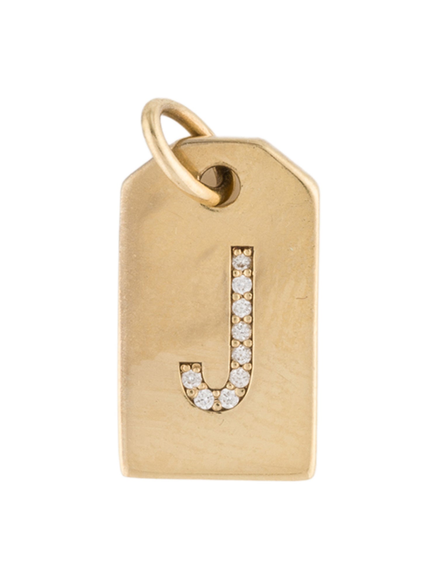 Tiffany & Co. 18K Diamond 'J' Mini Alphabet Tag Charm
