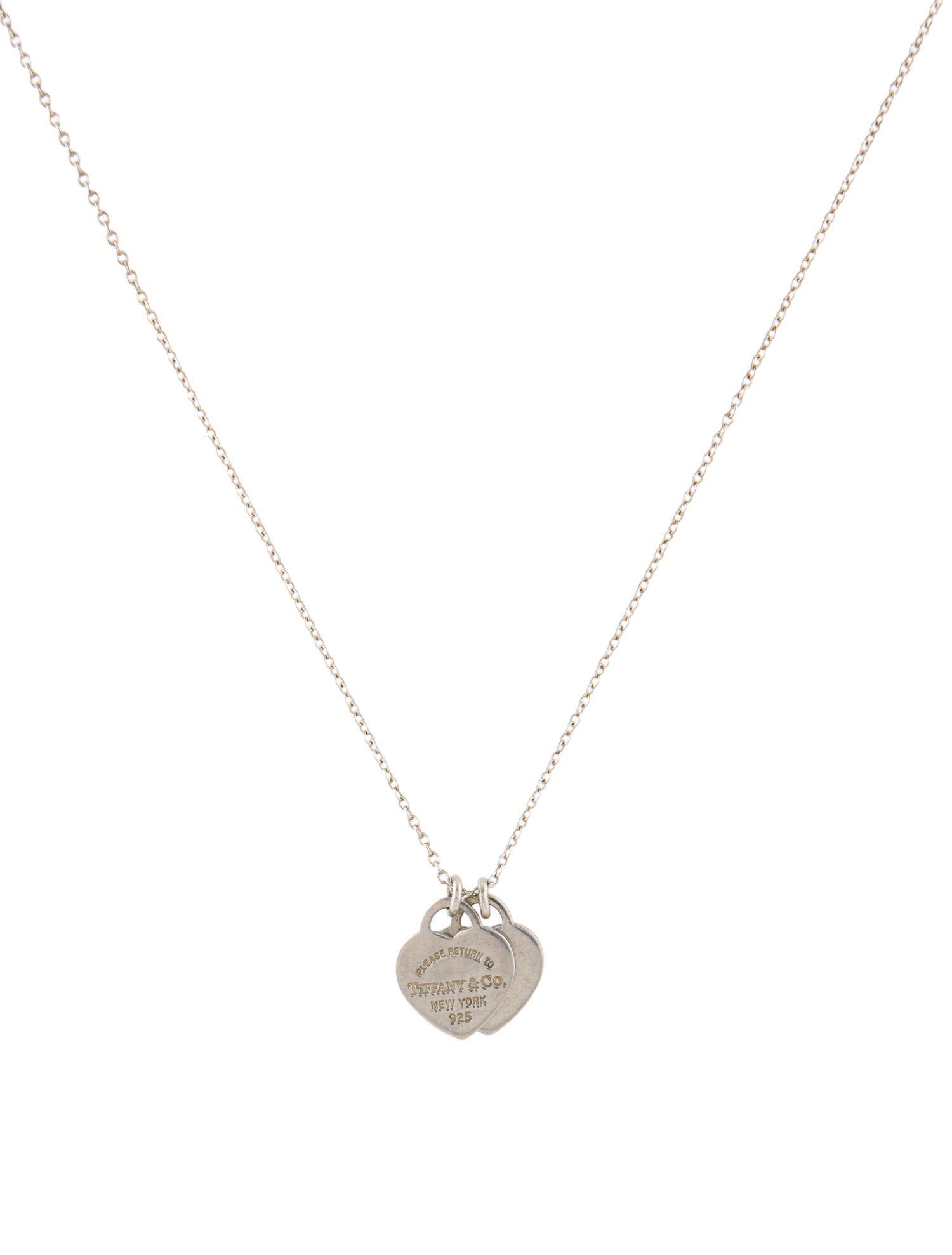 Tiffany & Co. Mini Double Heart Tag Pendant Necklace
