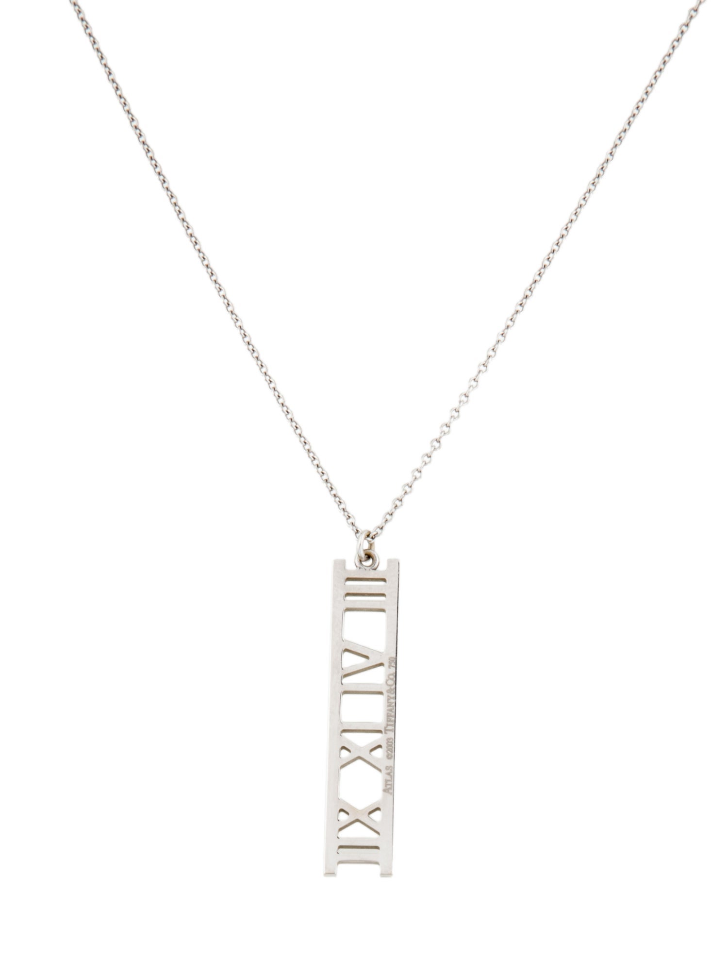 Tiffany & Co. 18K Atlas Bar Pendant Necklace