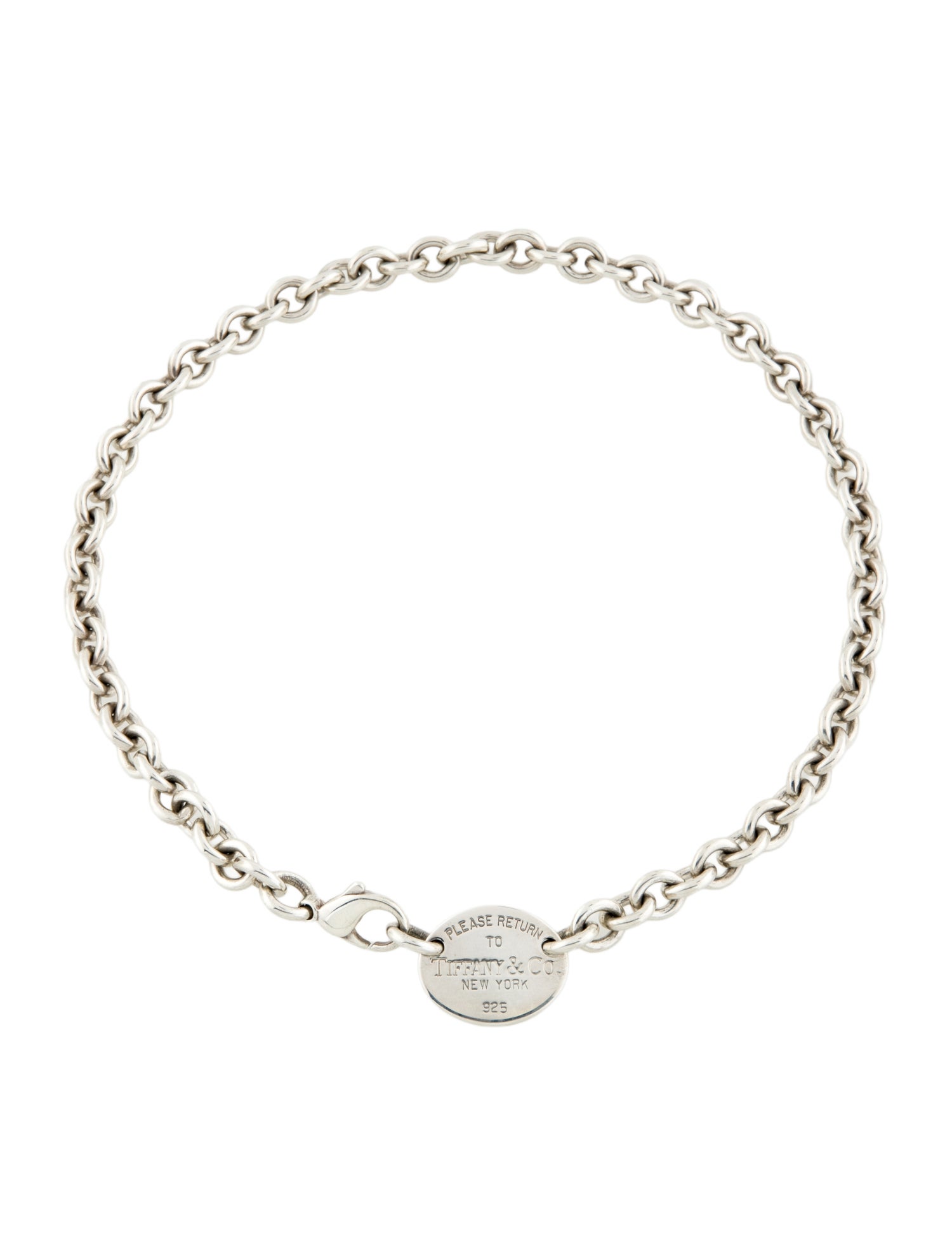 Tiffany & Co. Oval Tag Chain Link Choker Necklace