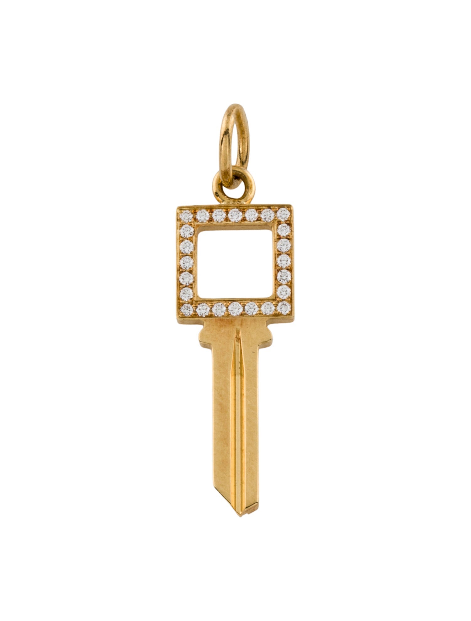 Tiffany & Co. 18K Diamond Modern Keys Open Square Key Charm