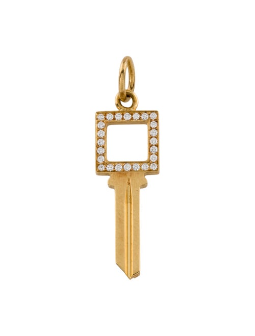 Tiffany & Co. 18K Diamond Modern Keys Open Square Key Charm