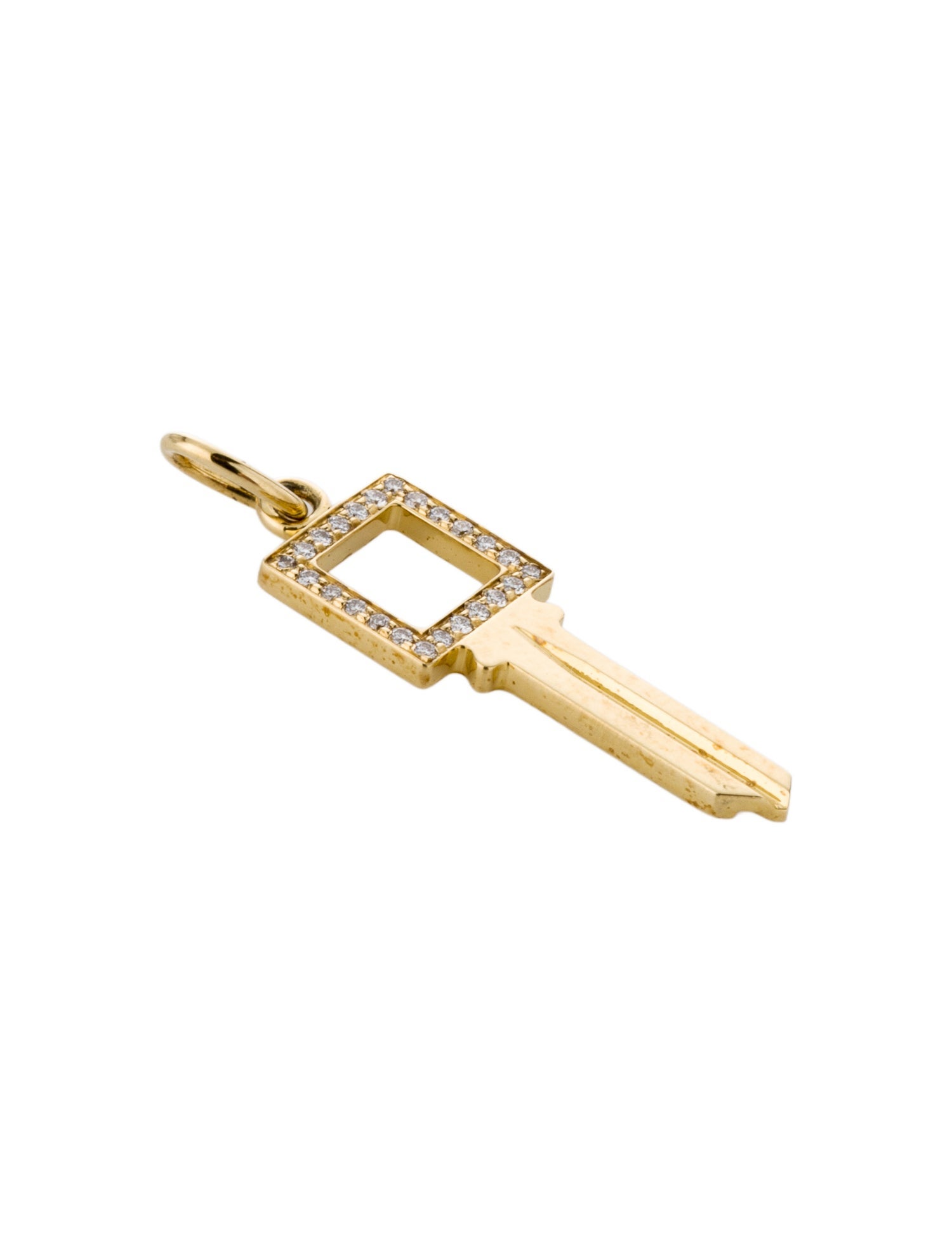 Tiffany & Co. 18K Diamond Open Square Key Pendant