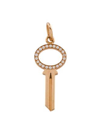 Tiffany & Co. 18K Diamond Modern Keys Open Oval Key Charm