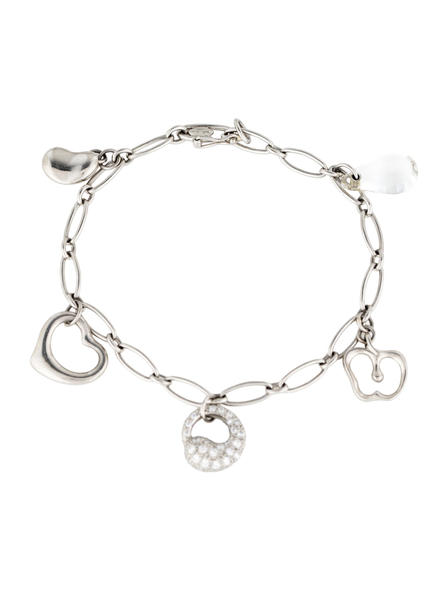 Tiffany & Co. Platinum Diamond Peretti Five-Charm Bracelet