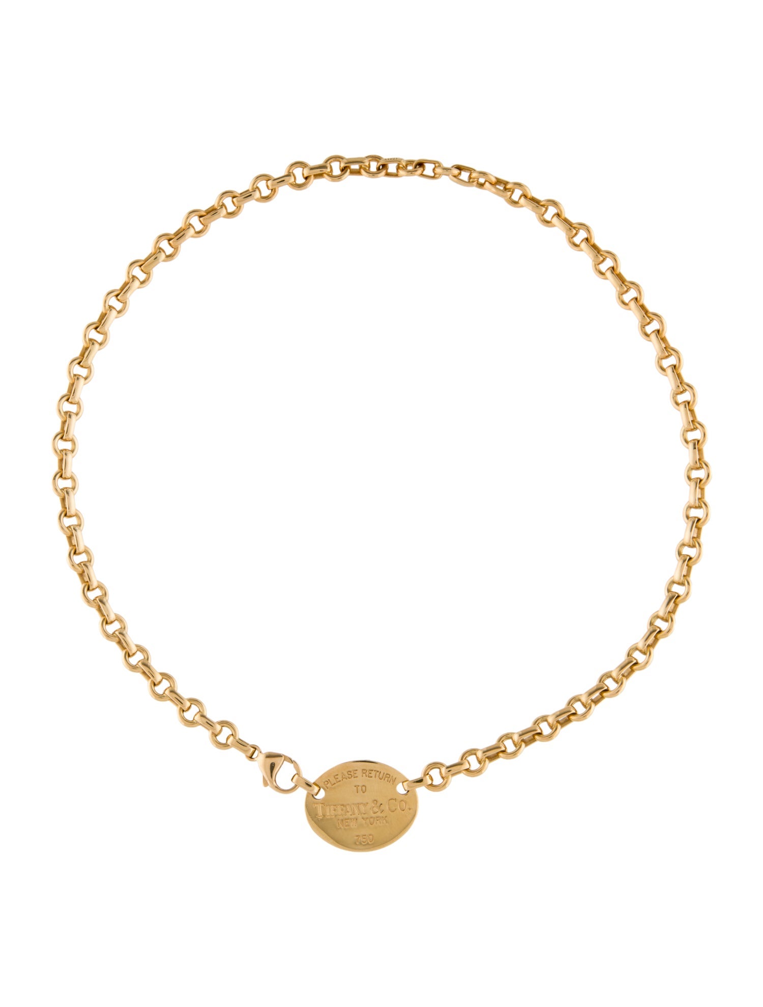 Tiffany & Co. 18K Oval Tag Pendant Necklace