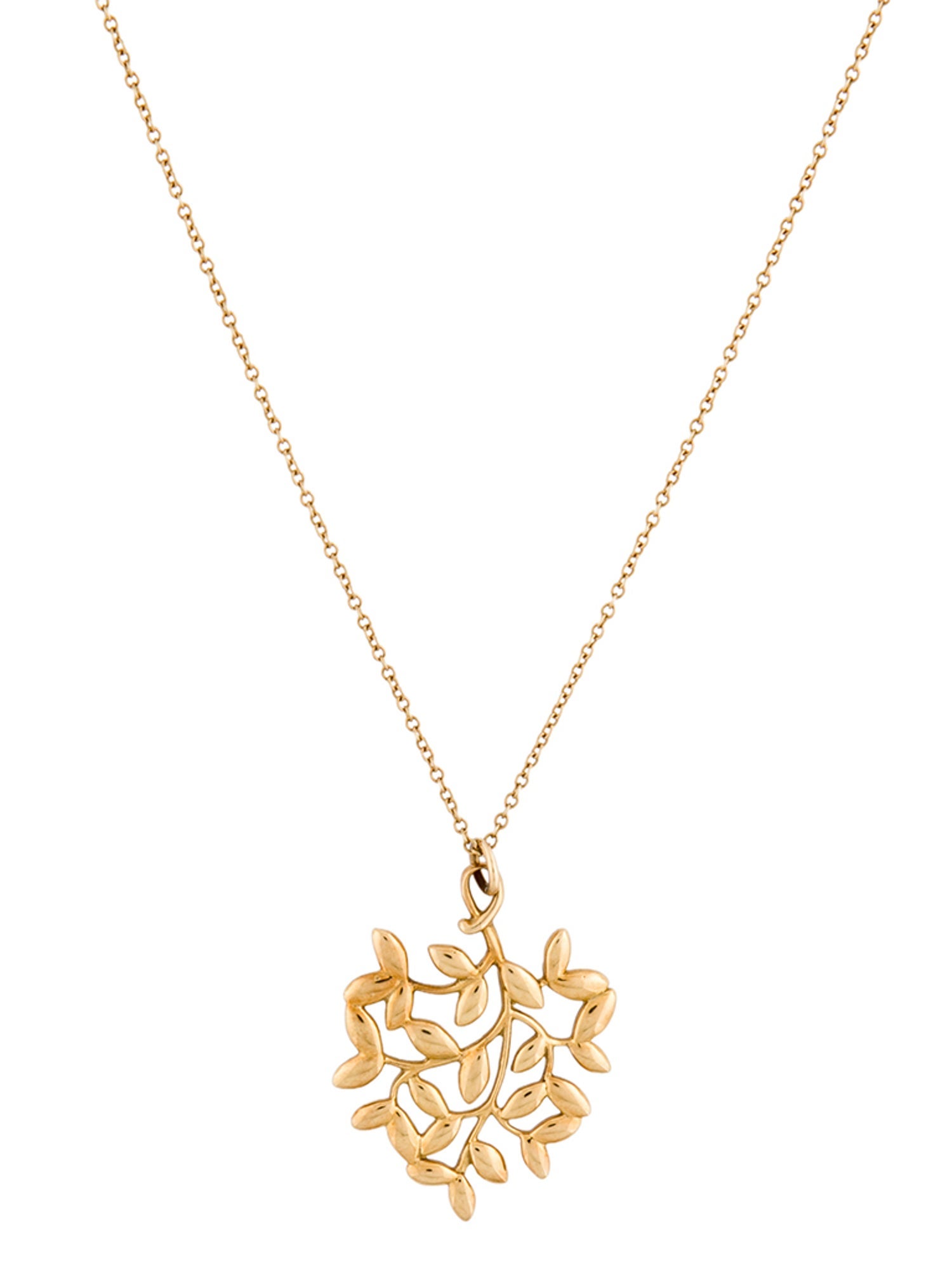 Tiffany & Co. 18K Olive Leaf Pendant Necklace