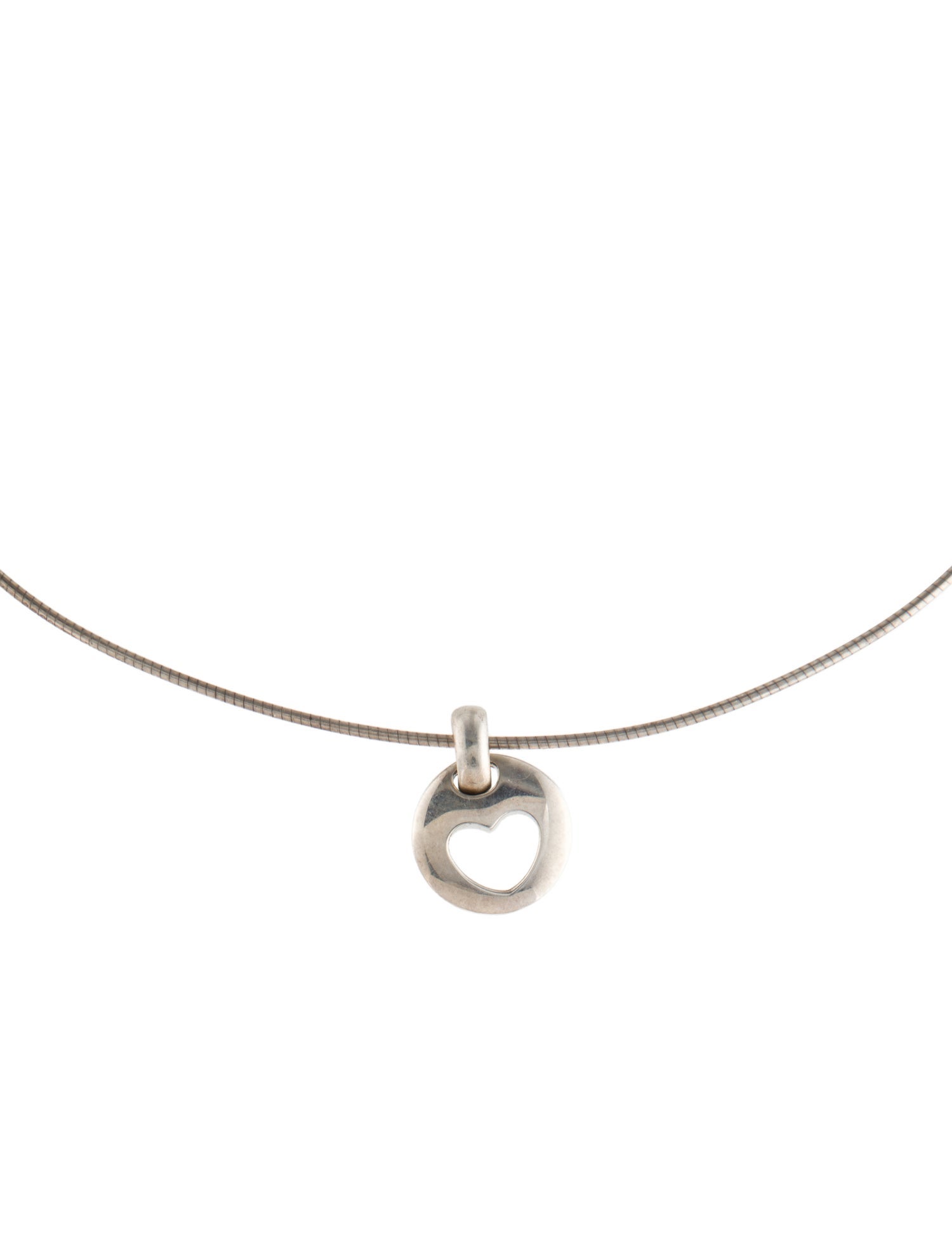 Tiffany & Co. Vintage Stencil Cut Out Heart Pendant Necklace