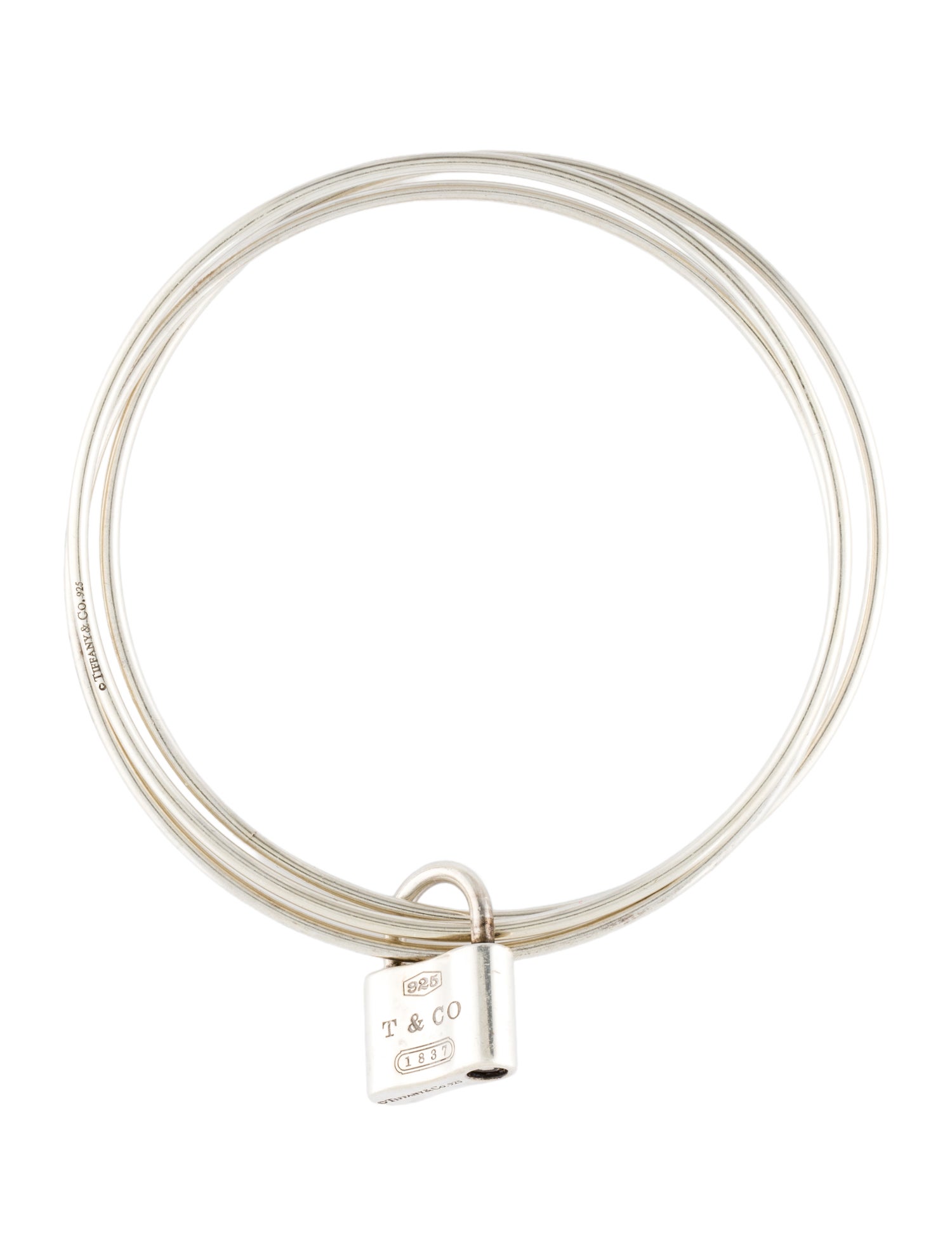 Tiffany & Co. Padlock Charm Triple Bangle Bracelet