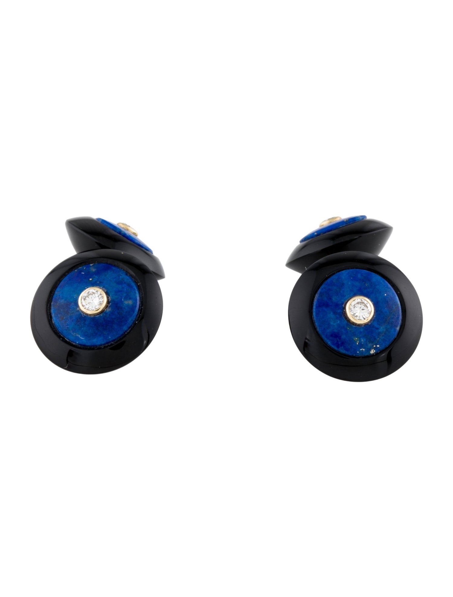 Tiffany & Co. Vintage 14K Onyx, Lapis Lazuli & Diamond Cufflinks