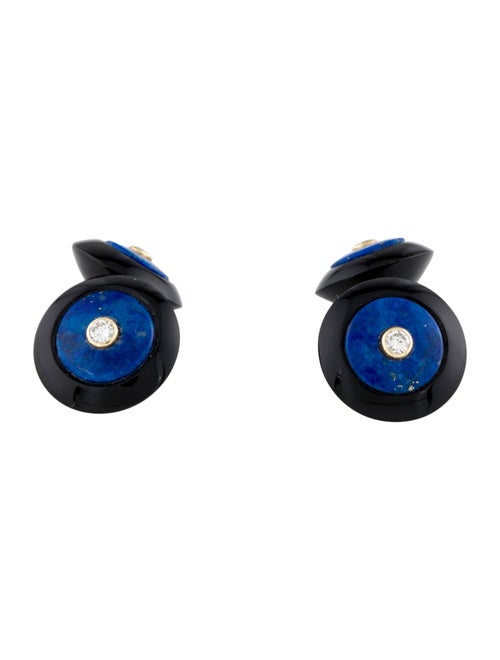Tiffany & Co. Vintage 14K Onyx, Lapis Lazuli & Diamond Cufflinks