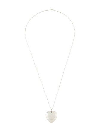 Tiffany & Co. Puffed Heart Pendant Bar Link Chain Necklace