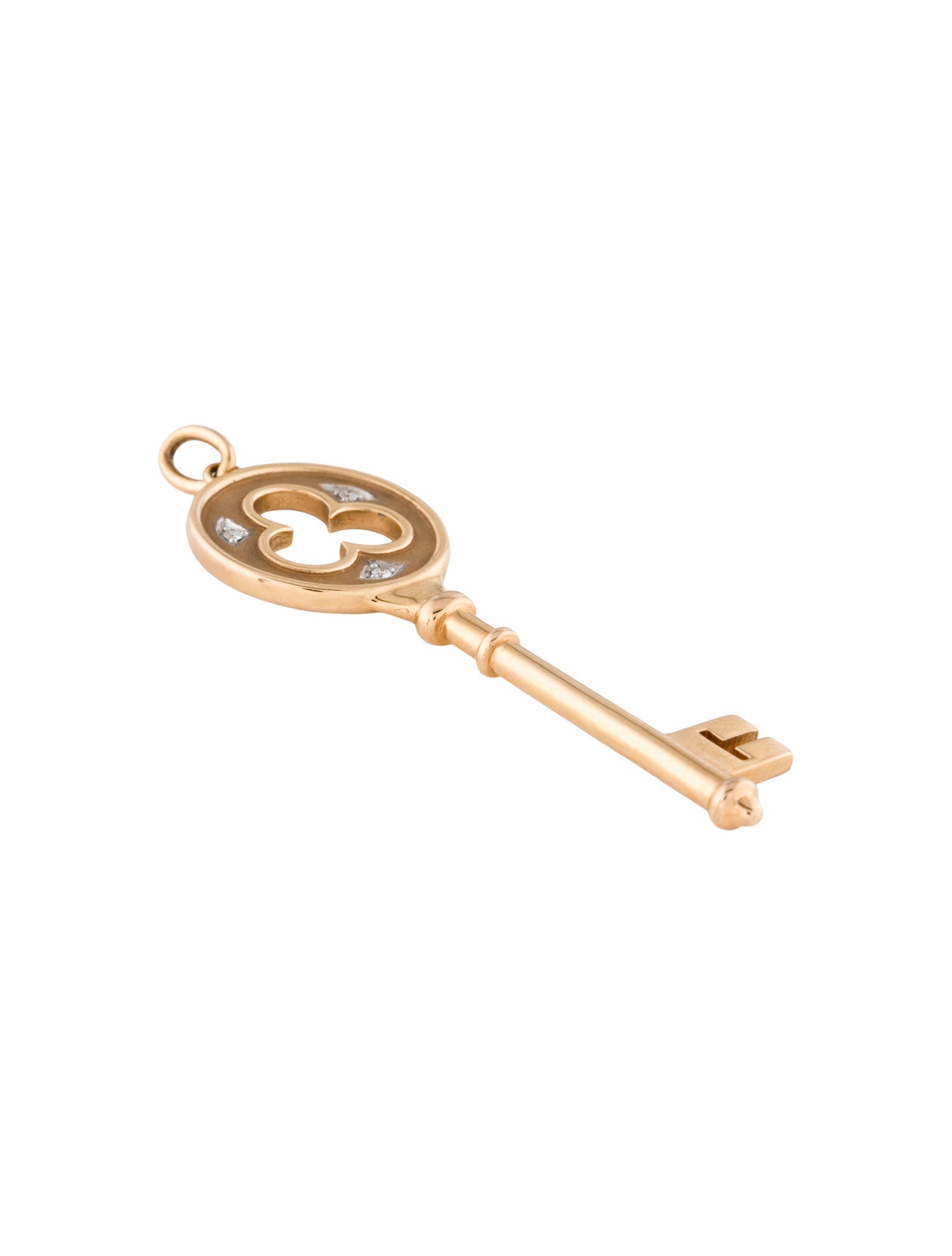 Tiffany & Co. 18K Diamond Trefoil Key Pendant
