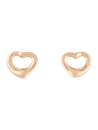 Tiffany & Co. 18K Open Heart Stud Earrings, 11mm