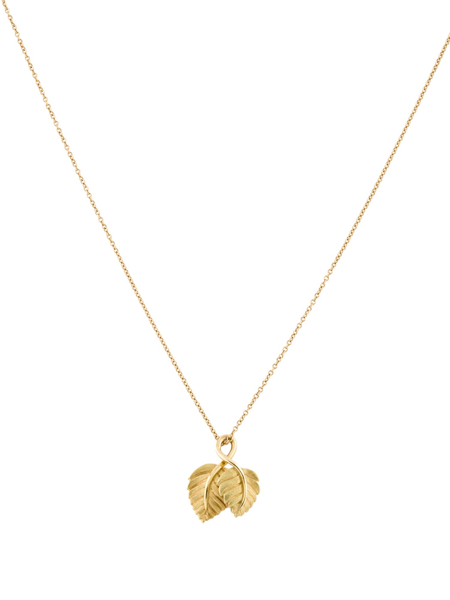 Tiffany & Co. Vintage 18K Double Leaf Pendant Necklace